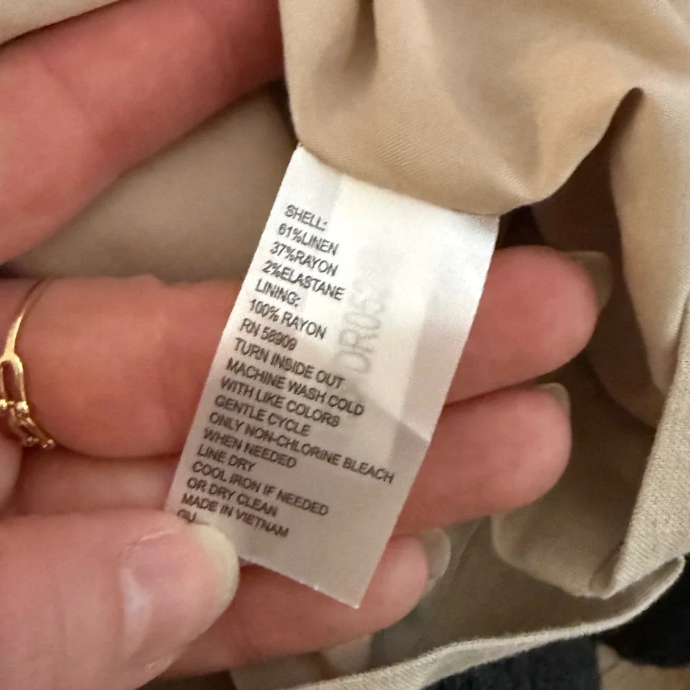 New Preston & York Linen Shift Dress Seas The Day Button Front Sleeveless tan 10 - Picture 5 of 5